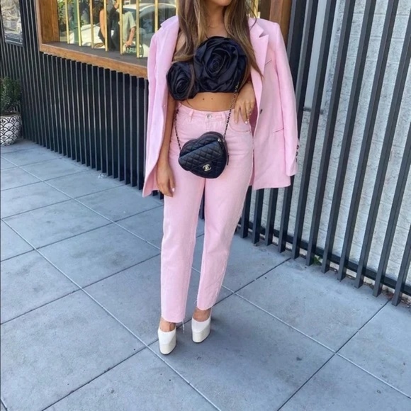 Zara Pink Straight Leg Jeans - Picture 1 of 4